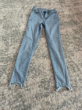 Old Navy Light Blue Skinny Rockstar Jeggins with Frayed Hem and adjustable waist